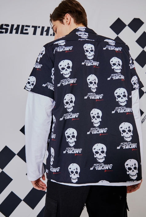 シディスコンマ(SHETHISCOMMA) SKULL RACE SHIRTS (BLACK)