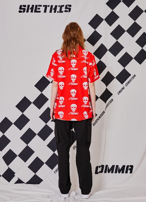 シディスコンマ(SHETHISCOMMA) SKULL RACE SHIRTS (RED)