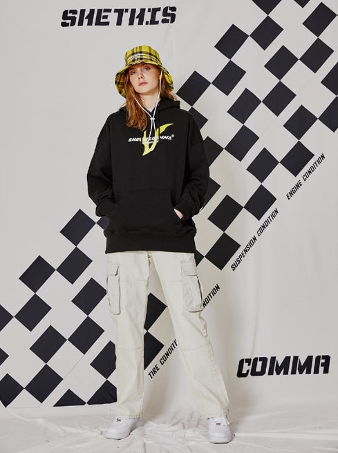 シディスコンマ(SHETHISCOMMA) SUPER RACE HOOD T (BLACK)
