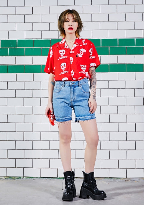 シディスコンマ(SHETHISCOMMA) CUTTING SHORTS PANTS(BLACK,BLUE)