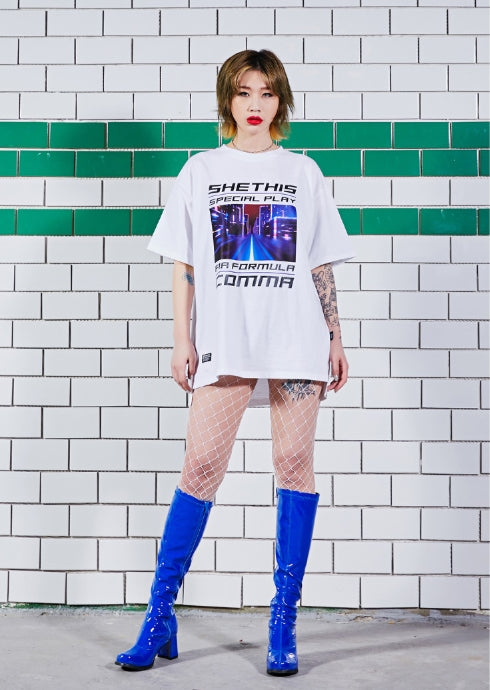 シディスコンマ(SHETHISCOMMA) CRAZY ROAD T(BLACK.WHITE)