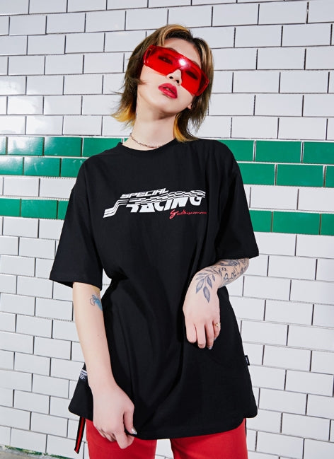 シディスコンマ(SHETHISCOMMA) SUPER RACING T (BLACK,WHITE)