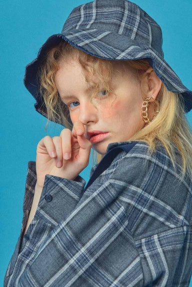 オクトーバーサード(Oct.3) Reversible Check Bucket Hat [Gray]