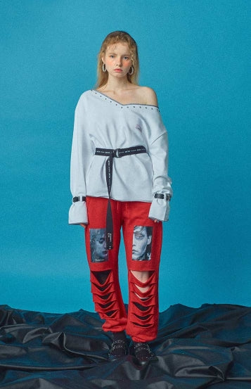 オクトーバーサード(Oct.3) Scissorhands Cutting Pants [Red]