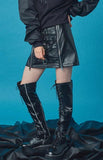 オクトーバーサード(Oct.3) Two Zipper Belt Skirt [Leather]