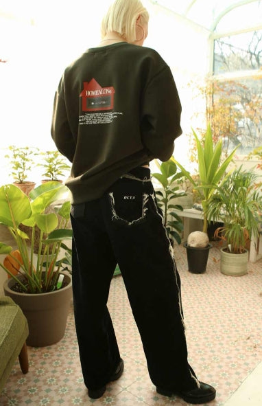 オクトーバーサード(Oct.3) Corduroy Denim Damage Pants [Black]