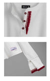 オクトーバーサード(Oct.3) Fringe Henley Neck Shirt [White]