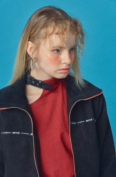 オクトーバーサード(Oct.3) Suede Logo Tape Jumper [Black]