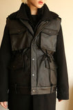 オクトーバーサード(Oct.3) Fur Callor Pocket Vest [Black Leather]