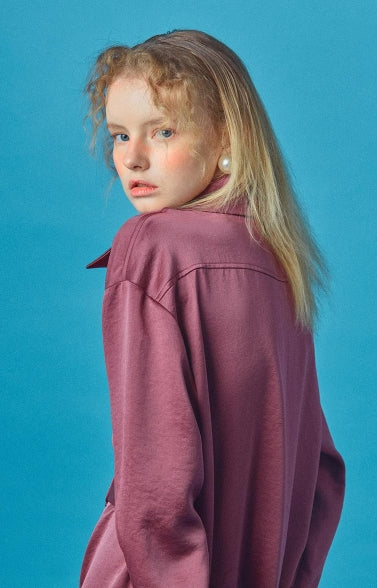 オクトーバーサード(Oct.3) Wide Belt Pearl Shirt Onepiece [wine]