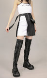 オクトーバーサード(Oct.3) Lace Layered Pleats Skirt [Black]