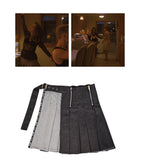 オクトーバーサード(Oct.3) Lace Layered Pleats Skirt [Black]