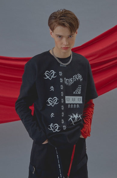 オクトーバーサード(Oct.3) Red Arm Layered T [Black]