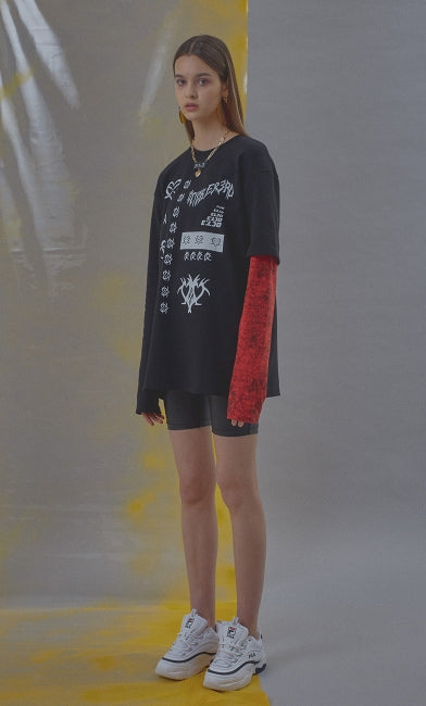 オクトーバーサード(Oct.3) Red Arm Layered T [Black]