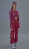 オクトーバーサード(Oct.3) Twinkle Stripe Crop Shirt [Pink]