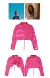 オクトーバーサード(Oct.3) Twinkle Stripe Crop Shirt [Pink]