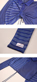 オクトーバーサード(Oct.3) Twinkle Stripe Crop Shirt [Blue]