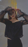 オクトーバーサード(Oct.3) Knit Lace Ribbon Blouse [Black]