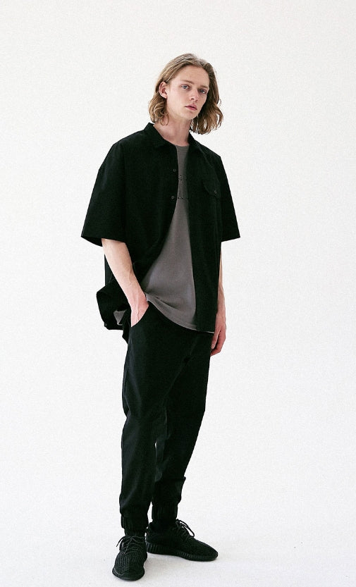マスノウン(MASSNOUN) LINEN LINE JOGGER PANTS MUVCP001-BK