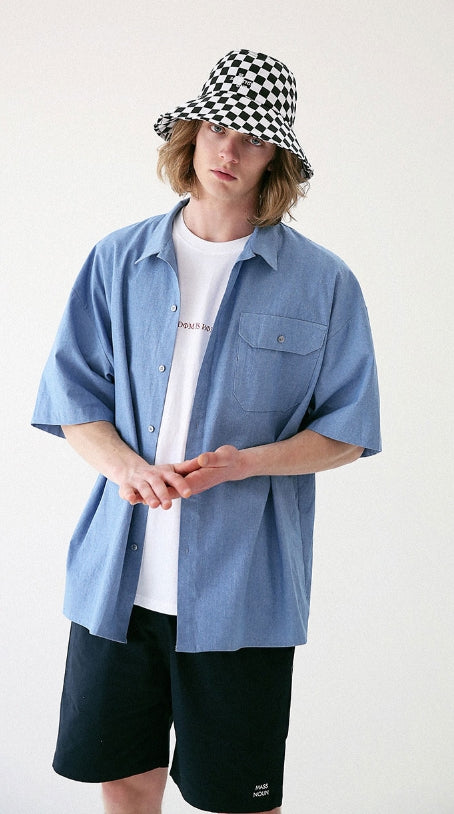 マスノウン(MASSNOUN) WHITE OUT SHIRTS MUVST001-BL