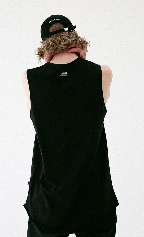マスノウン(MASSNOUN) INOUT LAYERD SLEEVELESS MUVSV001-BK