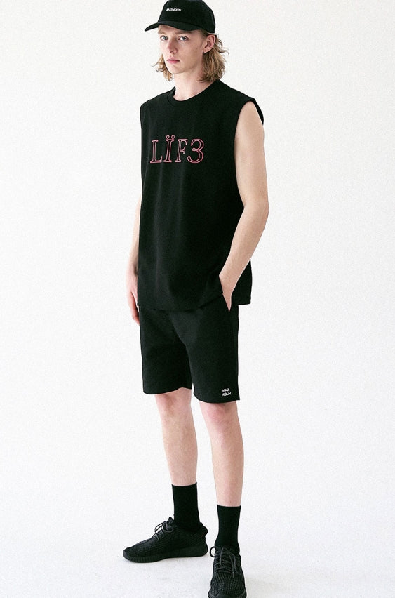 マスノウン(MASSNOUN) LIFEDEATH LAYERD SLEEVELESS MUVSV002-BK