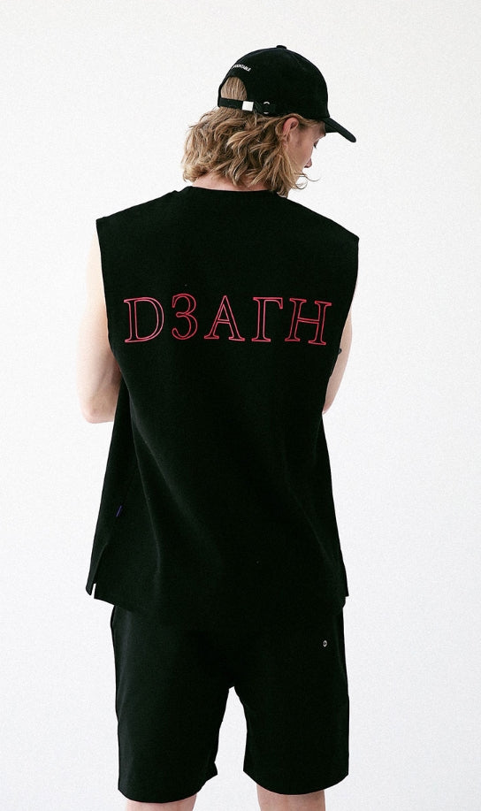 マスノウン(MASSNOUN) LIFEDEATH LAYERD SLEEVELESS MUVSV002-BK