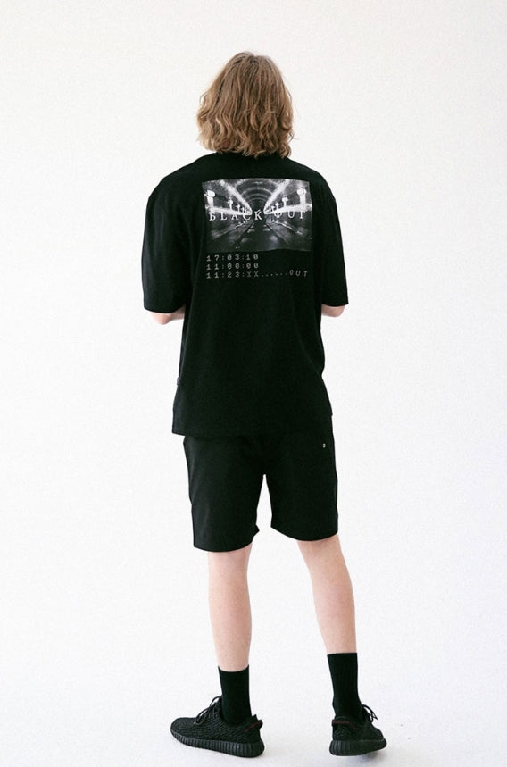 マスノウン(MASSNOUN) BLACK OUT OVERSIZED T-SHIRT MUVTS004-BK
