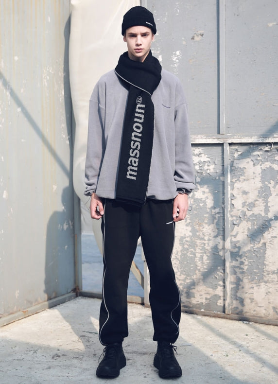 メスノウン(MASSNOUN) SL LOGO DOUBLE SIDED WOOL MUFFLER MFEAM001-BK