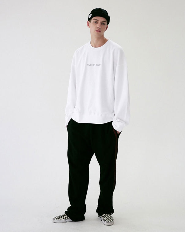 メスノウン(MASSNOUN) ELLIPTICAL LINE WIDE SWEAT PANTS MFVTT001-BK