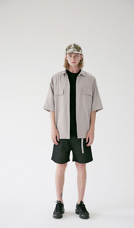 メスノウン(MASSNOUN) NOR WASHED WIDE DENIM SHORT PANTS MSEJP011-BK