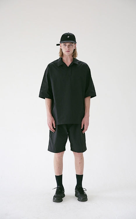 メスノウン(MASSNOUN) TWO TUCK WIDE SHORT PANTS MSESP002-BK