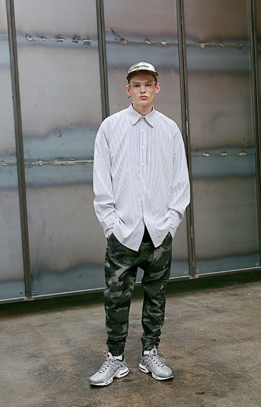 メスノウン(MASSNOUN) MS STRIPE OVER-FIT SHIRTS MSEST004-NV