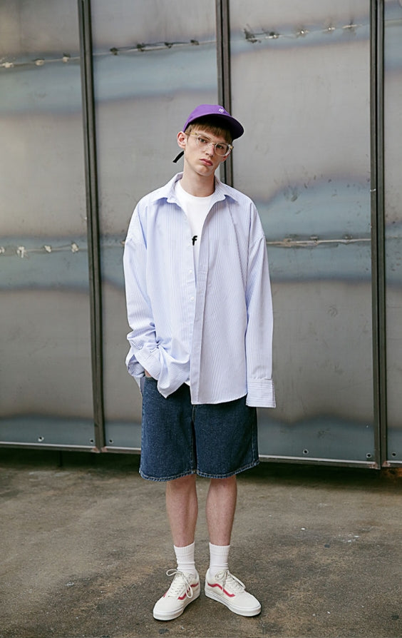 メスノウン(MASSNOUN) SS STRIPE OVER-FIT SHIRTS MSEST003-SK