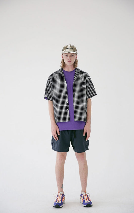メスノウン(MASSNOUN) SL LOGO BASIC MD CHECK SHIRTS MSEST008-NV