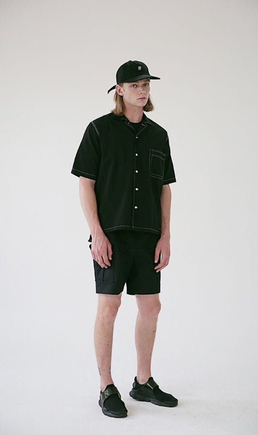 メスノウン(MASSNOUN) STICH LINE POCKET BASIC SHIRTS MSEST009-BK