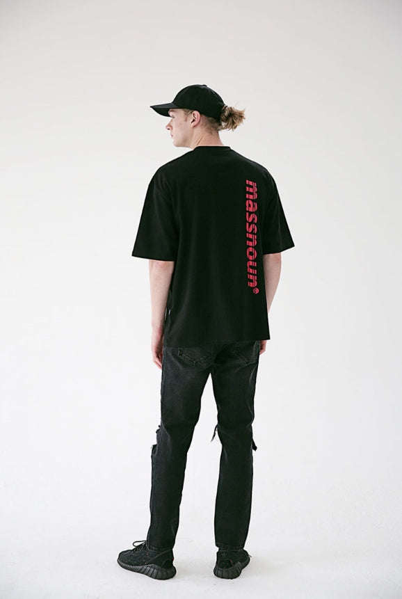 メスノウン(MASSNOUN) SL3 LOGO OVERSIZED T-SHIRTS MSETS006-BK