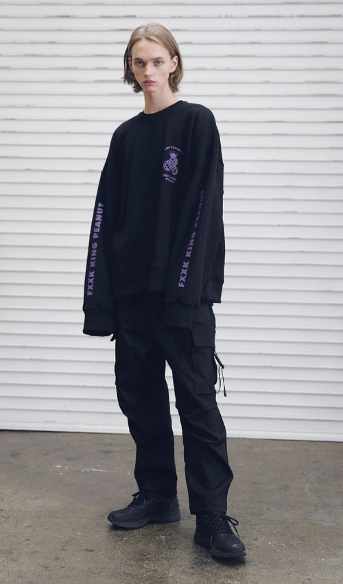 メスノウン(MASSNOUN) PEANUT OVERSIZED SWEATSHIRT MFECR003-BK