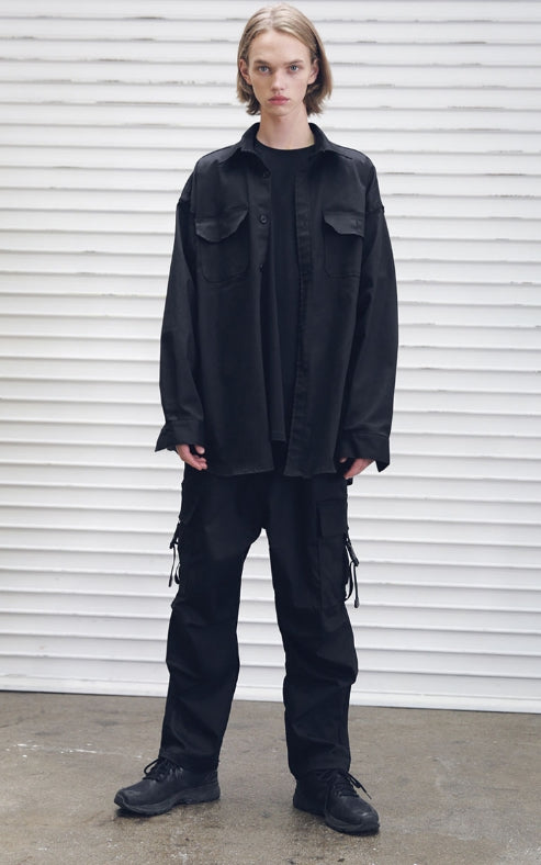 メスノウン(MASSNOUN) AMPLE OVER-FIT SIDEZIP SHIRTS MFEST001-BK