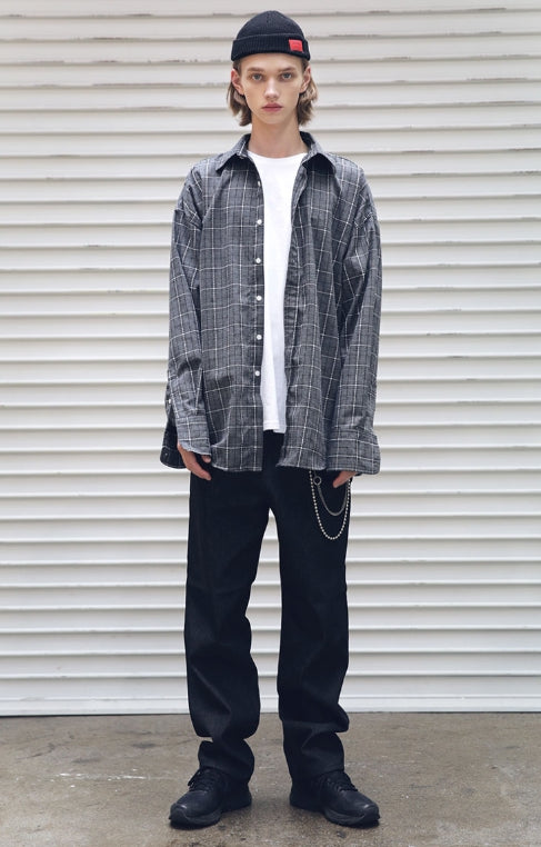 メスノウン(MASSNOUN) DL SIDEZIP CHECK SHIRTS MFEST002-DG