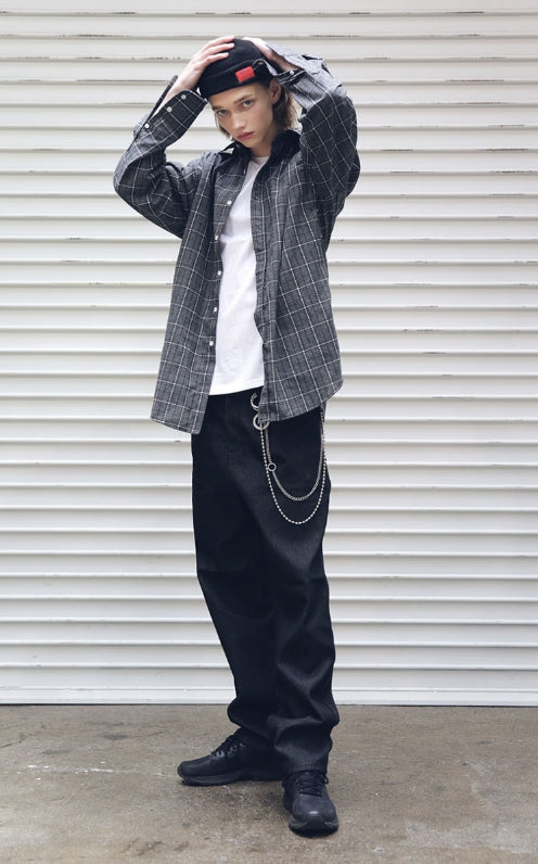 メスノウン(MASSNOUN) DL SIDEZIP CHECK SHIRTS MFEST002-DG