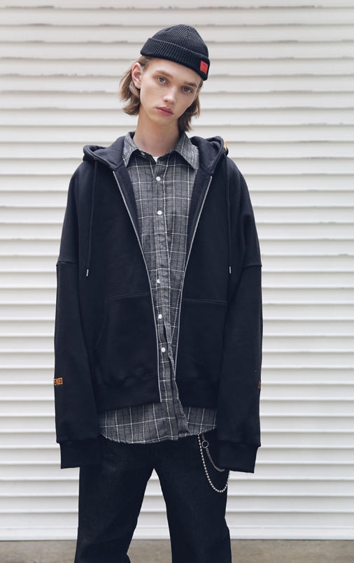 メスノウン(MASSNOUN) BROADCAST OVERSIZED HOOD ZIP-UP MFEZP001-BK