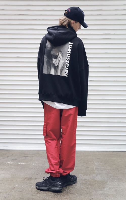 メスノウン(MASSNOUN) HARSSMENT OVER-FIT HOODIEMFEHD002-BK