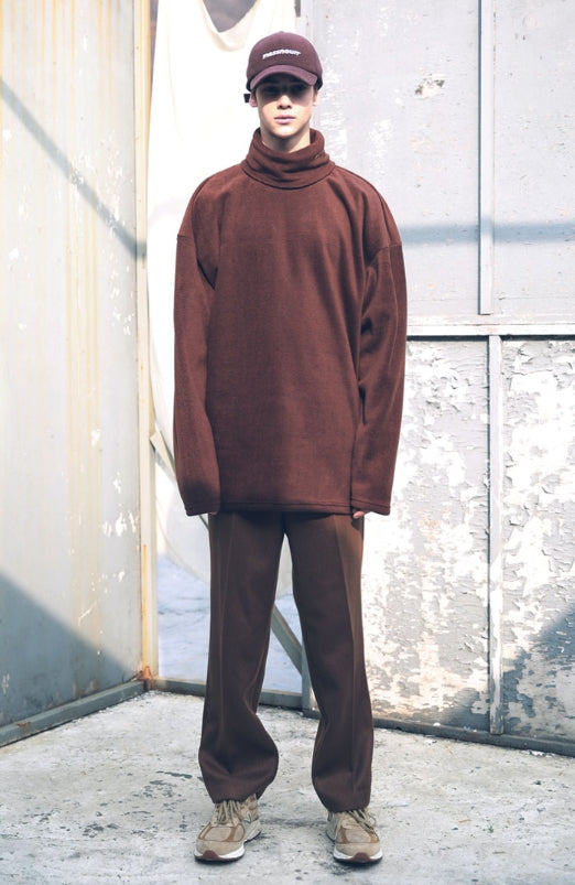 メスノウン(MASSNOUN) FLEECE SL INT LOGO LONG TURTLE NECK MFECR005-BR