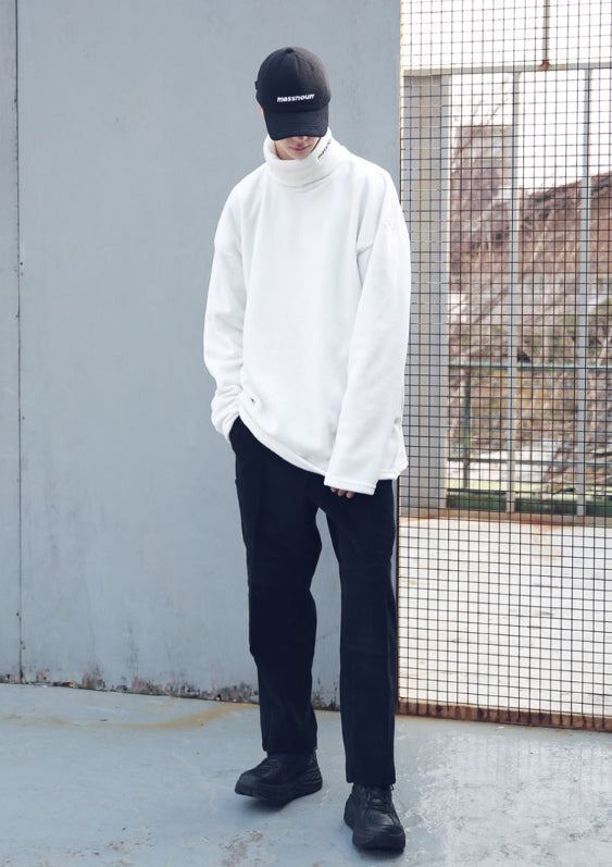 メスノウン(MASSNOUN) FLEECE SL INT LOGO LONG TURTLE NECK MFECR005-WT