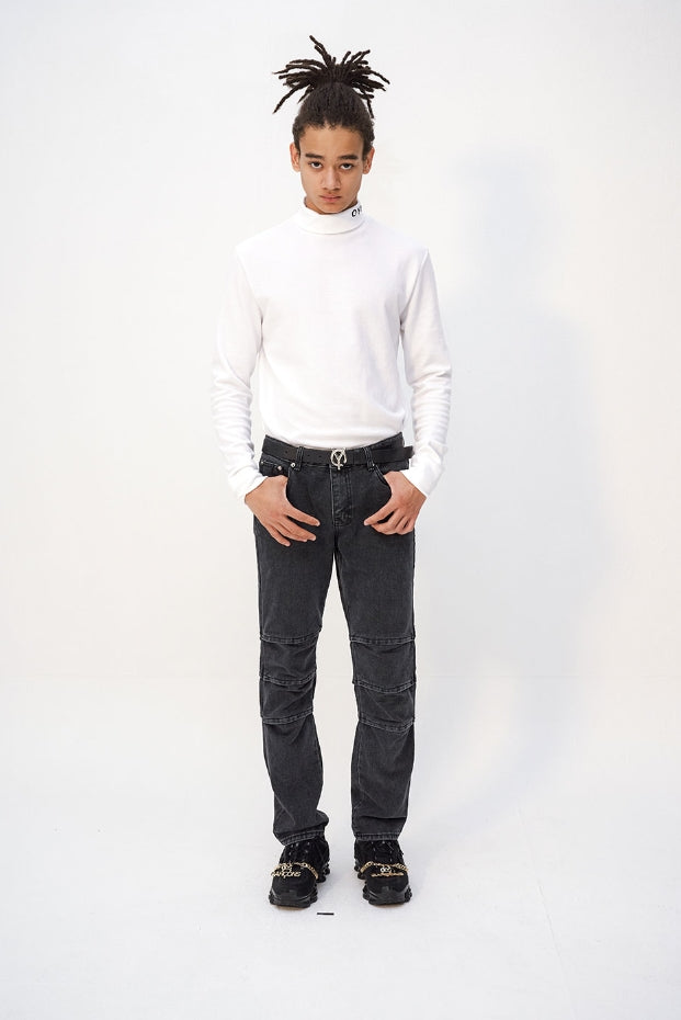 オーワイ(OY) LAYERD DENIM JEANS - BLACK