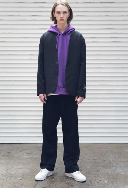 メスノウン(MASSNOUN) COLLARLESS HOOK JACKET MFEJK003-BK