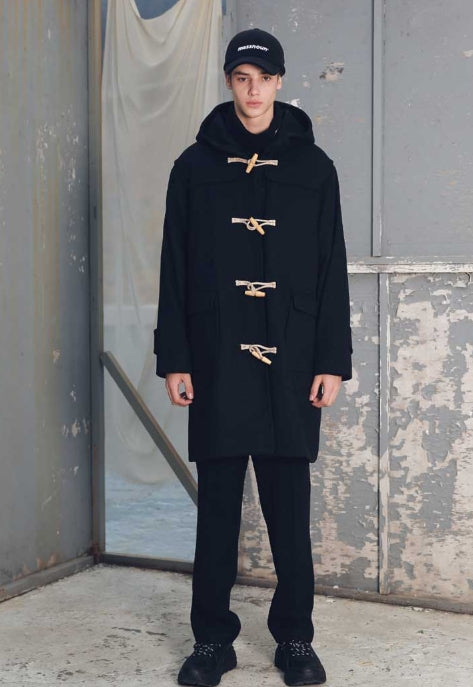 メスノウン(MASSNOUN) HEAVY OVERSIZED WOOL DUFFLE COAT MFECT004-BK