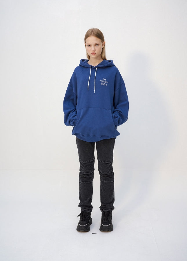オーワイ(OY) TRIPLE LOGO HOODIE - INDIGO BLUE