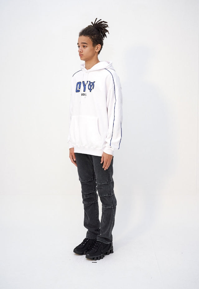 オーワイ(OY) PIPING LOGO HOODIE - WHITE